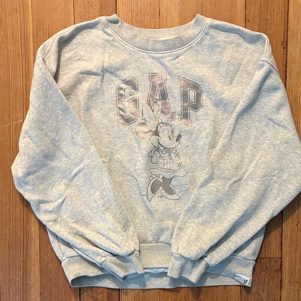 GAP Light Gray Girls Disney Crewneck Sweatshirt